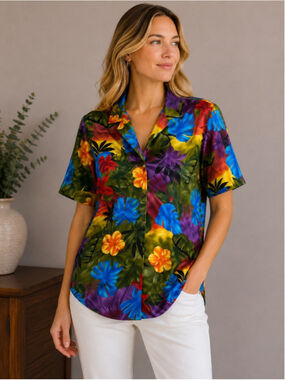 Women's Units Button Down Shirt Size S Multi-color Summer
